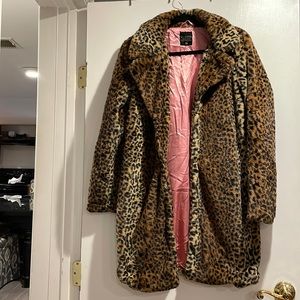 leopard fur coat with silk inside size M
